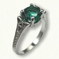 14kt White Gold  Medium Bridged Marishelle Engagement Ring set with a 7.0 mm Chatham Emerald