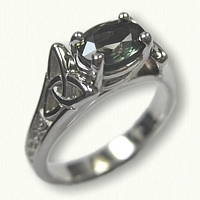 Celtic Wide Bridged Marishelle Mounting set with a natural green 1.04 ct oval sapphire