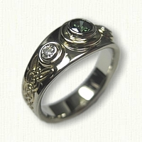 Mary #12: Celtic Mary with Tralee knot work on sides with bezel set sides set with customers center stone   