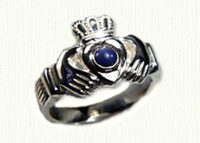 Medium claddagh with bezel set 4mm cabochan star sapphire