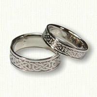 14kt White Gold Celtic Murphy Knot Wedding Band Set