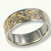 14kt White Gold Celtic Murphy Knot Band - Reverse Etch with 18kt Electroplating