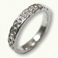 14kt White Gold Celtic Murphy Knot Wedding Band- sculpted - 4.0 mm width 