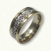 14kt Two Tone Celtic Murphy Knot Wedding Band with Crosses