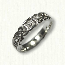 Custom 14kt white gold  Celtic Murphy Knot Wedding Band - Sculpted with Diamonds