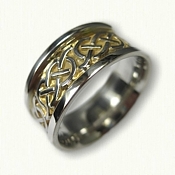 Sterling Silver Celtic Murphy Knot Wedding Band - with 18kt Electroplating in recessed areas 