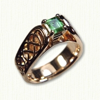 14kt yellow gold 'Grace' gemstone ring - pierced and tapered with emerald