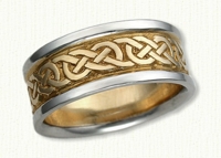 Celtic Murphy Knot Wedding Band with NO Spacing. 14kt yellow center/white rails