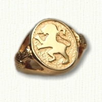 14kt yellow gold Lion & Thistle Signet Ring