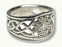 Tapered, pierced Circle Loop Ring with Cross