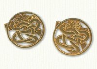 14Kt Gold Pierced Dragon Cuff Links