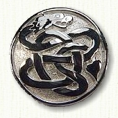 Solid Sterling Silver domed Celtic dragon pin