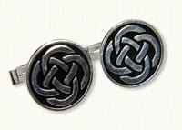 Celtic Round 4 Loop Cuff Links in antiqued sterling silver