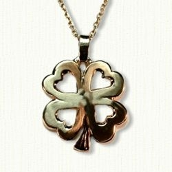 14KY Pierced Heart Clover Pendant