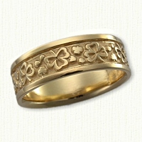 Custom 14kt Yellow Gold Shamrock Wedding Band