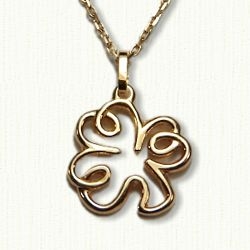 14KY Celtic Loopy Shamrock Pendant