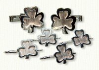 Shamrock Cuff Links & Studs in sterling silver