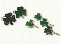 Shamrock Cuff Links & Studs with Green Epoxy Paint