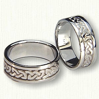 14kt White Gold Celtic Shannon River Knot Wedding Band Set 