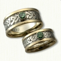 Custom Shannon River knot Band with Bezel set with a .27ct Round Green Diamonds 