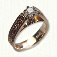 14kt yellow gold 'Bridget' Engagement ring with Shannon River Knot Pattern and round diamond