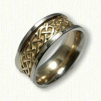 18kt Yellow with 14kt White Rails Celtic Simple Braid Wedding Band