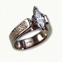 14kt yellow gold 'Bridget' Engagement Ring with Simple Braid Pattern and marquise cut diamond