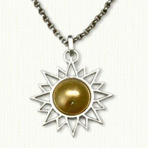Sun Pendant with 14kt yellow gold center