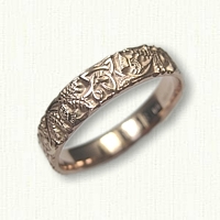 14kt Rose Gold Celtic Triangle & Thistle Wedding Band - straight edges