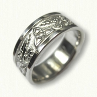 Platinum Celtic Thistle Block Band with Triangles -8.5 mm width 