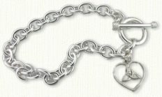 Toggle Bracelet with 5/8 inch triangle heart charm