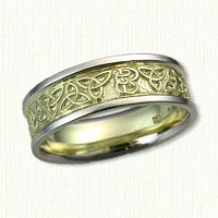 14kt Green Gold and Platinum Custom Initial and Triangle Knot Wedding Band