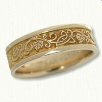 14kt Yellow Gold Triangle Knot Wedding Ring with Ivy Band
