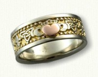 Custom 14kt Two Tone Triangle / Fleur-de-Lis/ Ankh/ Claddagh wedding band