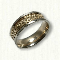 14kt Two Tone Celtic Triangle Knot Wedding Band
