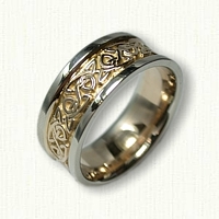14kt Two Tone Gold Celtic Triangle Knot Wedding Band 