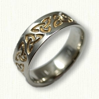 Celtic Triangle Knot Wedding Band - Reverse Etch with 18kt Electroplating in Recessed Areas 