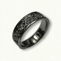 14kt White Gold Celtic Triangle Knot Band with Initials - Black Ruthinium Plated 