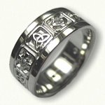 Sterling Silver Celtic Triangle Knot Band Crosses and Diamonds
