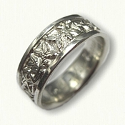 14kt white gold Triangle Knot with Holly Leaves & Berries Band