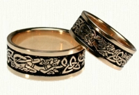 Celtic Triangle Knot Wedding Band with Dragons