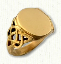 14kt yellow gold Triangle Heart Knot Signet Ring & Triangle Heart Knot Signet Ring