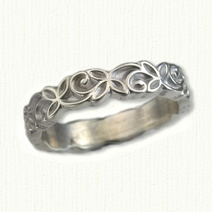 Metal wedding bands with engraving or filigree, no stones