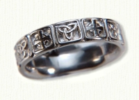 14kt white gold Triangle Knot with alternating Celtic Cross Wedding Band - no rails