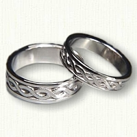 14kt White Gold Celtic Two Strand Knot Wedding Band Set