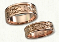 14Kt Rose Winged Dragon and Hound Wedding Ring