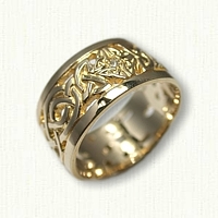 14kt Yellow Gold Celtic Wicklow Knot Wedding Band - 10 mm width Pierced out with small diamonds 