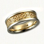 Celtic Kinross Knot Band - 14kt yellow center/14kt white rails